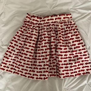 Kate Spade Race Car print pleated skirt